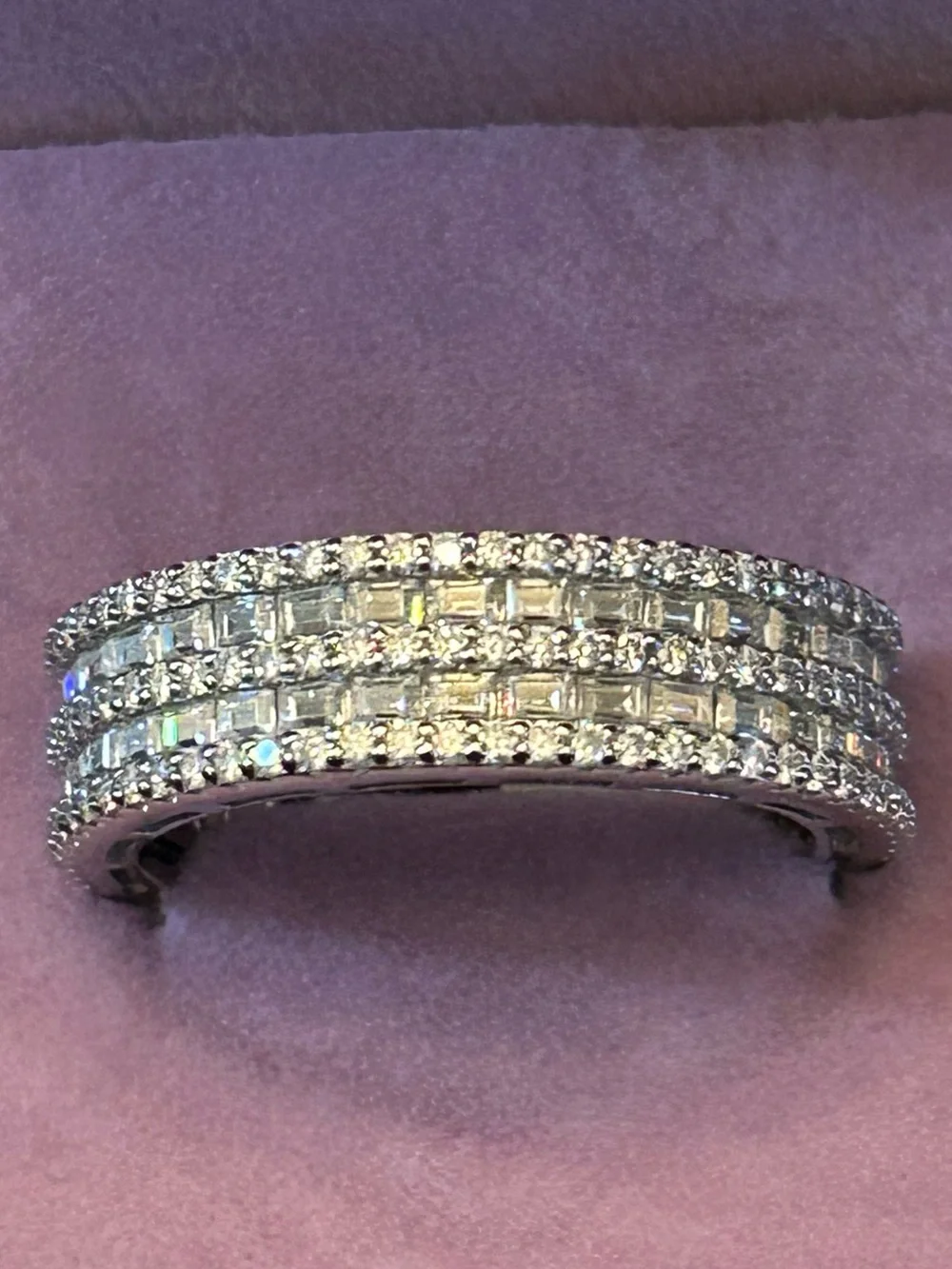 Radiant 3.90CTW Baguette & Round Genuine Moissanite 💎 Eternity Band 925 SSILVER
